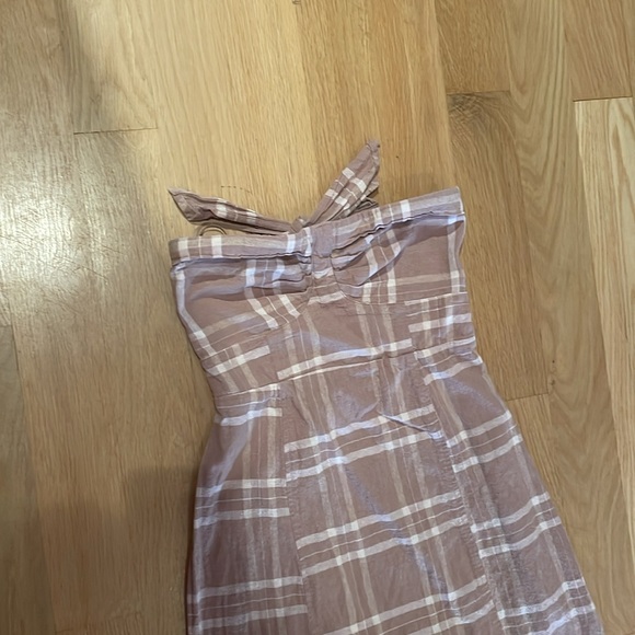 Free People Plaid Linen/Cotton Blend strapless midi dress - Picture 2 of 10